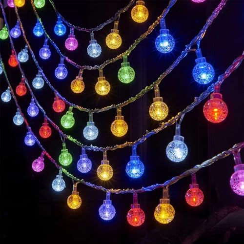 ENLACE LED Lichterkette Kugeln, 10M 80 LED Bunte Kristall Globe Lichterkette Batteriebetrieben, Kugel Lichterketten für Hochzeit, Balkon, Weihnachten, Schlafzimmer, Party, Innen Außen Deko von ENLACE