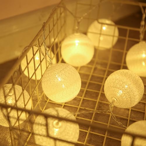 ENLACE Cotton Ball Lichterkette, 1,5M 10 LED Lichterkette Baumwollkugeln Weiß, 6cm Durchmesser Lichterketten Kugeln für Kinderzimmer, Schlafzimmer, Hochzeit, Weihnachten, Party Deko ENLACE Cotton Ball Lichterkette, 1,5M 10 LED Lichterkette Baumwollkugeln Weiß, 6cm Durchmesser Lichterketten Kugeln für Kinderzimmer, Schlafzimmer, Hochzeit, Weihnachten, Party Deko von ENLACE