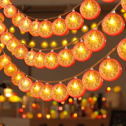 ENLACE Lichterkette Orange, 3M 20 LED Orangenscheiben Lichterkette, Zitronen LED Lichterkette für Terrasse, Wohnzimmer, Schlafzimmer, Party, Hochzeit, Bar, Weihnachtsfeier, Innen und Außen von ENLACE