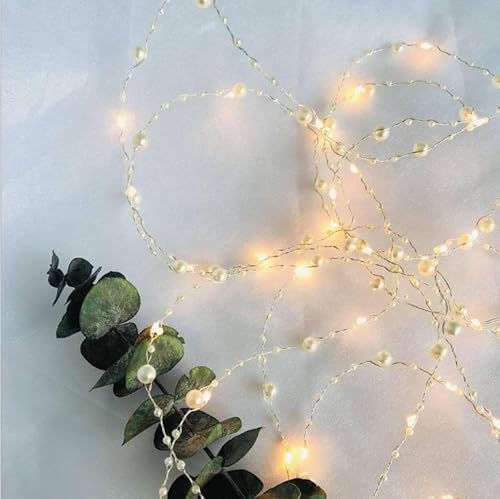 ENLACE LED-Perlenlichterkette, 5 Meter, 50 Lichter, Batteriebetrieb 3xAA, Warmweiß von ENLACE