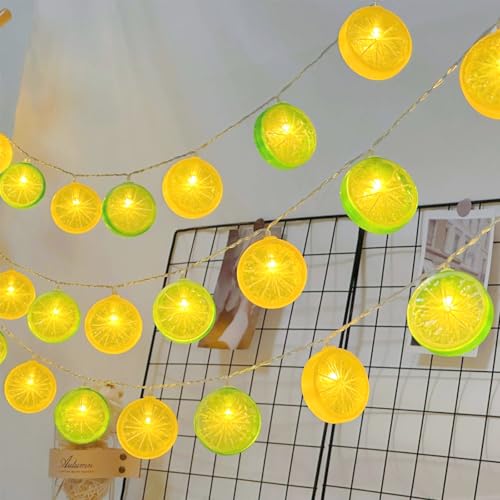 ENLACE Zitronen Lichterkette, 1,5M 10 LED Künstliche Zitronenscheibe Lichterkette, Limetten + Zitronen Mischen Lichterketten, Zitronenlicht für Terrasse, Schlafzimmer, Party, Hochzeit, Innen und Außen von ENLACE