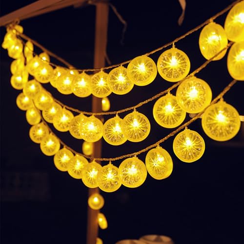 ENLACE Lichterkette Zitronen, 3M 20 LED Gelb Lichterkette, Zitronenlicht, Dekoratives Licht für Terrasse, Wohnzimmer, Bar, Party, Hochzeit, Garten, Weihnachtsdekor, Innen und Außen von ENLACE