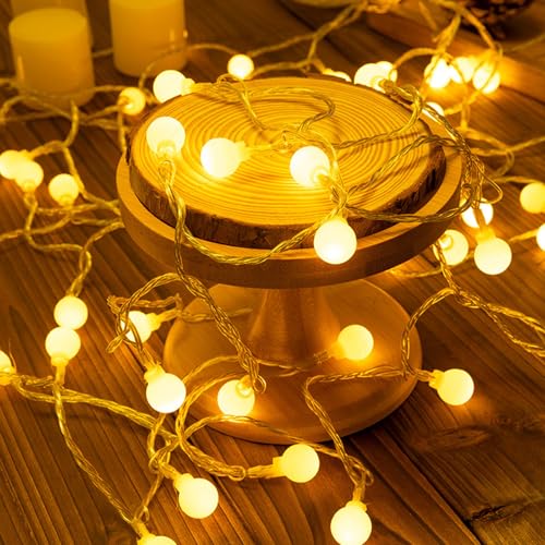 ENLACE Lichterkette Außen Batterie, 6M 40 LED Lichterkette Kugeln warmweiß, 2 Modi Funkeln und Dauerlicht, Kugel Lichterkette für Hochzeit, Party, Weihnachten, Balkon Deko, Innen & Außen von ENLACE