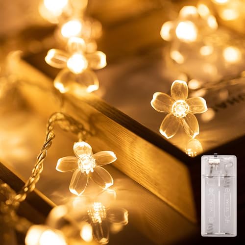 ENLACE Lichterkette Blumen, 2M 10 LED Kirschblüten Lichterketten Batteriebetrieben, Warmweiß Dekorative Lichter für Garten, Hochzeit, Innen, Außen, Terrasse, Bäume, Party Deko ENLACE Lichterkette Blumen, 2M 10 LED Kirschblüten Lichterketten Batteriebetrieben, Warmweiß Dekorative Lichter für Garten, Hochzeit, Innen, Außen, Terrasse, Bäume, Party Deko von ENLACE