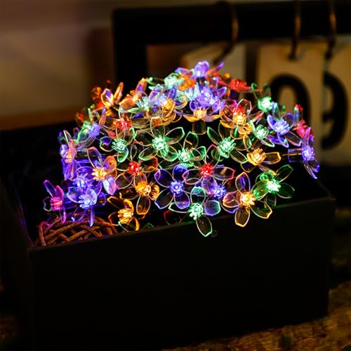 ENLACE Lichterkette Blumen, 6M 40 LED Kirschblüten Lichterketten Batteriebetrieben, 2 Modi Funkeln und Dauerlicht, Bunt Blumen Lichterkette für Garten, Hochzeit, Innen, Außen, Party Dekoration von ENLACE
