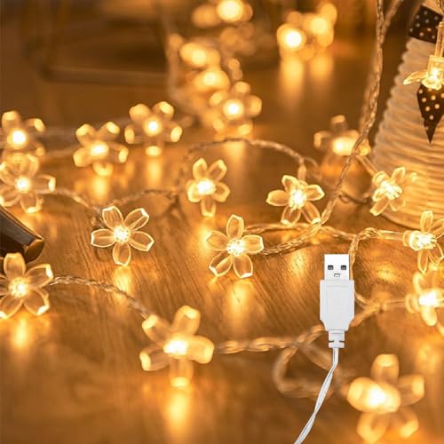ENLACE Lichterkette Blumen, 6M 40 LED Lichterkette Kirschblüten mit USB, Warmweiß Blumen Lichterkette für Garten, Hochzeit, Innen, Außen, Terrasse, Bäume, Weihnachten, Party Deko ENLACE Lichterkette Blumen, 6M 40 LED Lichterkette Kirschblüten mit USB, Warmweiß Blumen Lichterkette für Garten, Hochzeit, Innen, Außen, Terrasse, Bäume, Weihnachten, Party Deko von ENLACE