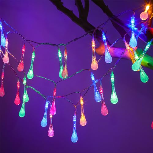 ENLACE Lichterkette Innen, 3M 20 LED Wassertropfen Lichterkette Batteriebetrieben, Lichterketten Außen für Terrasse Garten Balkon Hochzeiten Weihnachten Party Deko, Mehrfarbig ENLACE Lichterkette Innen, 3M 20 LED Wassertropfen Lichterkette Batteriebetrieben, Lichterketten Außen für Terrasse Garten Balkon Hochzeiten Weihnachten Party Deko, Mehrfarbig von ENLACE