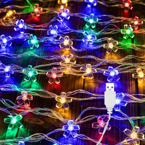 ENLACE Lichterkette Kirschblüten, 6M 40 LED Lichterkette Blumen mit USB, Blumen Lichterkette für Innen, Außen, Garten, Hochzeit, Terrasse, Bäume, Weihnachten, Party Deko, Bunte ENLACE Lichterkette Kirschblüten, 6M 40 LED Lichterkette Blumen mit USB, Blumen Lichterkette für Innen, Außen, Garten, Hochzeit, Terrasse, Bäume, Weihnachten, Party Deko, Bunte von ENLACE