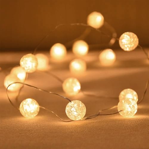 ENLACE Lichterkette Kristall Kugeln, 3M 30 LED Kristall Crackle Kugeln Lichterkette Batteriebetrieben, Lichterketten Strom Innen für Hochzeit Weihnachten Valentinstag Schlafzimmer Party Dekoration ENLACE Lichterkette Kristall Kugeln, 3M 30 LED Kristall Crackle Kugeln Lichterkette Batteriebetrieben, Lichterketten Strom Innen für Hochzeit Weihnachten Valentinstag Schlafzimmer Party Dekoration von ENLACE