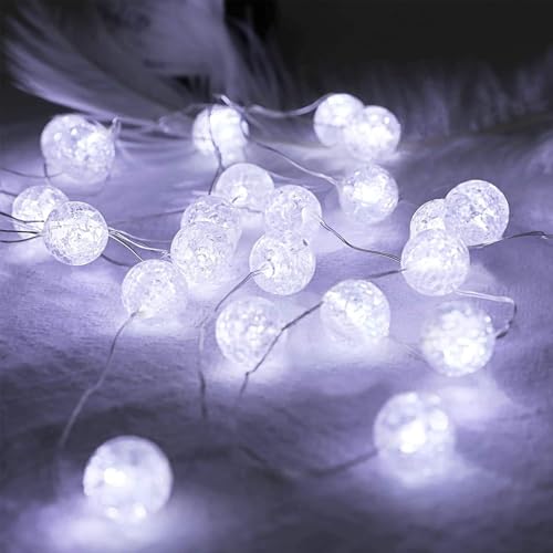 ENLACE Lichterkette Kristall Kugeln, 3M 30 LED Lichterkette Batteriebetrieben, Kristall Crackle Kugeln Lichterketten für Hochzeit Weihnachten Valentinstag Schlafzimmer Party Dekoration, Weiß ENLACE Lichterkette Kristall Kugeln, 3M 30 LED Lichterkette Batteriebetrieben, Kristall Crackle Kugeln Lichterketten für Hochzeit Weihnachten Valentinstag Schlafzimmer Party Dekoration, Weiß von ENLACE