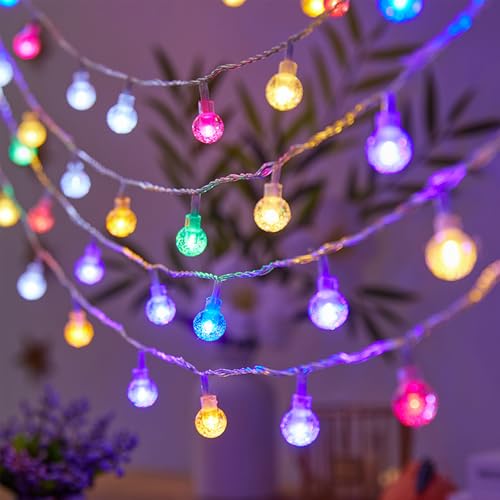 ENLACE Lichterkette Kugeln Bunt, 3M 20 LED Kristall Globe Lichterkette Batterie Innen, Lichterkette Kugeln für Hochzeit, Balkon, Weihnachten, Schlafzimmer, Party, Innen Außen Deko von ENLACE
