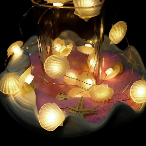 ENLACE Lichterkette Muscheln, 2M 20 LED Lichterkette Meerestiere Batteriebetrieben, Muschel Lichterketten Batterie, Maritime Lichterketten für Kinderzimmer Hochzeit Party Deko ENLACE Lichterkette Muscheln, 2M 20 LED Lichterkette Meerestiere Batteriebetrieben, Muschel Lichterketten Batterie, Maritime Lichterketten für Kinderzimmer Hochzeit Party Deko von ENLACE