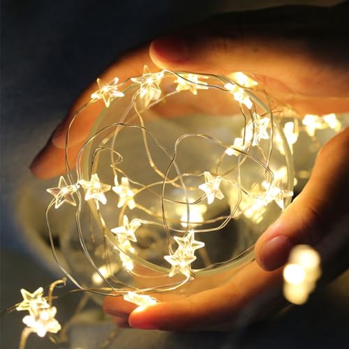 ENLACE Lichterkette Sterne, 2M 20 LED Micro Stern Draht Lichterketten, Lichterkette Kinderzimmer Batteriebetrieb, Warmweiß Dekolicherkette für Kinderzimmer, Schlafzimmer, Hochzeit, Weihnachten Deko ENLACE Lichterkette Sterne, 2M 20 LED Micro Stern Draht Lichterketten, Lichterkette Kinderzimmer Batteriebetrieb, Warmweiß Dekolicherkette für Kinderzimmer, Schlafzimmer, Hochzeit, Weihnachten Deko von ENLACE