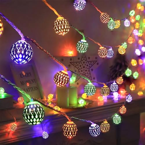 ENLACE Marokkanische LED-Lichterkette, 3M 20 LED Metall Kugeln Lichterkette Batteriebetrieben, Marrokanisch Lichterketten für Innen Außen Hochzeit Weihnachten Geburtstag Party Deko, Bunt ENLACE Marokkanische LED-Lichterkette, 3M 20 LED Metall Kugeln Lichterkette Batteriebetrieben, Marrokanisch Lichterketten für Innen Außen Hochzeit Weihnachten Geburtstag Party Deko, Bunt von ENLACE