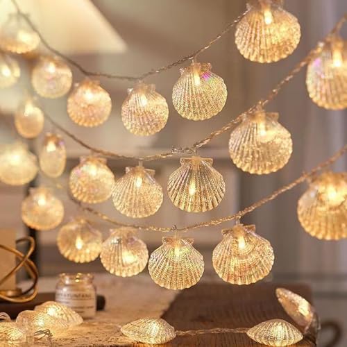 ENLACE Muschel Lichterkette, 1,5M 10 LED Lichterkette Meerestiere Batterie, Warmweiß Lichterketten Maritime für Kinderzimmer Schlafzimmer Hochzeit Garten Party Deko Innen Außen ENLACE Muschel Lichterkette, 1,5M 10 LED Lichterkette Meerestiere Batterie, Warmweiß Lichterketten Maritime für Kinderzimmer Schlafzimmer Hochzeit Garten Party Deko Innen Außen von ENLACE