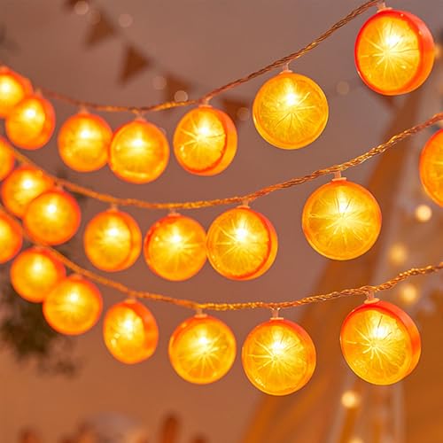 ENLACE Orangenscheiben Lichterkette, 6M 40 LED Zitronenscheiben Lichterketten Batteriebetrieben, Orange Lichterkette für Aperol Deko, Halloween, Weihnachtsfeier, Party, Schlafzimmer, Innen und Außen von ENLACE