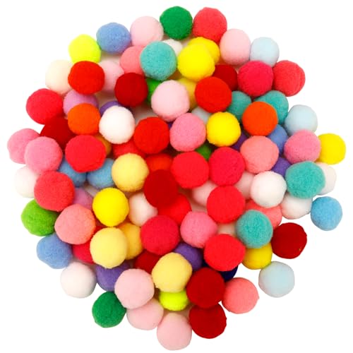 ENLACE Pompons zum Basteln, 100 Stück 3 cm Bunt Groß Pompons, Bunte Pompom für Handwerk Herstellung, Pompons Bälle, Bommel zum Basteln für DIY Kreativen Handwerk Dekorationen von ENLACE