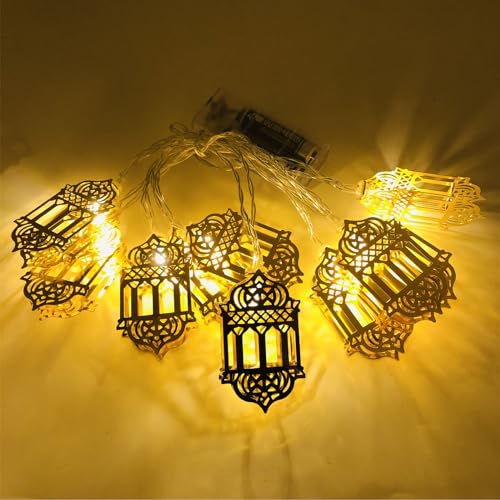ENLACE Ramadan Lichterkette, 1,65M 10 LED Ramadan Licht, Warmweiß LED Muslim Ramadan Licht, Eid Ramadan Laternen Lichterkette, Ramadan Dekoration für Festival, Party, Außen, Innen, Haus, Laternen von ENLACE