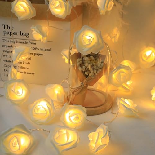 ENLACE Rosen Lichterkette, 1,5 M 10 LED Lichterkette mit Weißen Rosen, Rosenkette Frühling Lichterketten Blumengirlande mit Licht Warmweiß, für Party, Garten, Weihnachten, Hochzeit ENLACE Rosen Lichterkette, 1,5 M 10 LED Lichterkette mit Weißen Rosen, Rosenkette Frühling Lichterketten Blumengirlande mit Licht Warmweiß, für Party, Garten, Weihnachten, Hochzeit von ENLACE