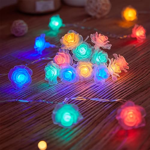 ENLACE Rosen Lichterkette, 3M 20 LED Bunte Licht Blumen Lichterketten, Rosenkette Lichterketten, Innenlichterkette für Party, Garten, Weihnachten, Hochzeit Dekoration ENLACE Rosen Lichterkette, 3M 20 LED Bunte Licht Blumen Lichterketten, Rosenkette Lichterketten, Innenlichterkette für Party, Garten, Weihnachten, Hochzeit Dekoration von ENLACE