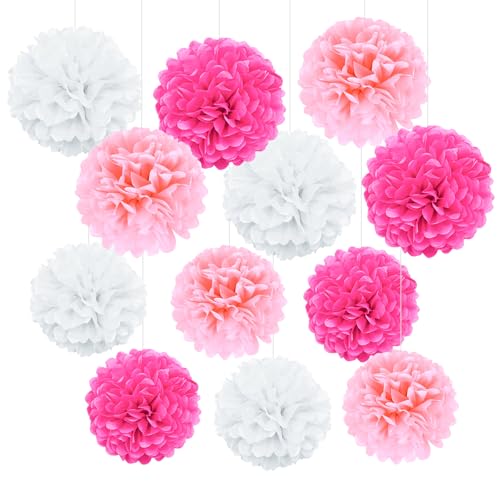 ENLACE Seidenpapier Pompoms, 12 Stück Rosa Weiß Deko Seidenpapier Pompons für Hochzeit, Dekorpapier Blumenpuscheln Papier, Hängende Papier Pom Poms für Hochzeit Geburtstag Taufe Mädchen Party Deko ENLACE Seidenpapier Pompoms, 12 Stück Rosa Weiß Deko Seidenpapier Pompons für Hochzeit, Dekorpapier Blumenpuscheln Papier, Hängende Papier Pom Poms für Hochzeit Geburtstag Taufe Mädchen Party Deko von ENLACE