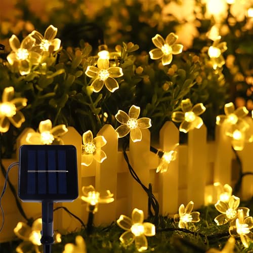 ENLACE Solar Lichterkette Aussen, 5M 20 LED Kirschblüten Lichterkette Wasserdicht, 8 Modi Solarlichterkette für Garten, Hochzeit, Terrasse, Balkon, Außen, Party Dekoration, Warmweiß ENLACE Solar Lichterkette Aussen, 5M 20 LED Kirschblüten Lichterkette Wasserdicht, 8 Modi Solarlichterkette für Garten, Hochzeit, Terrasse, Balkon, Außen, Party Dekoration, Warmweiß von ENLACE