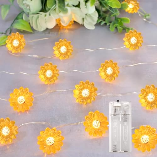 ENLACE Sonnenblume Lichterkette, 2M 20 LED Lichterkette Blumen Batteriebetrie, Künstliche Sonnenblume Lichterkette Dekoration für Kinderzimmer Garten Hochzeit Party Außen Innen ENLACE Sonnenblume Lichterkette, 2M 20 LED Lichterkette Blumen Batteriebetrie, Künstliche Sonnenblume Lichterkette Dekoration für Kinderzimmer Garten Hochzeit Party Außen Innen von ENLACE