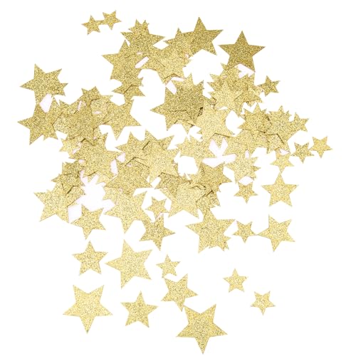 ENLACE Stern Konfetti Weihnachten Streudeko 3 Größen Glitzer Sterne Konfetti Geburtstag,100 Stück Goldene Sterne Deko Tischdeko,4cm Sterne Streudeko für Weihnachten,Geburtstag,Hochzeit,Silvester von ENLACE