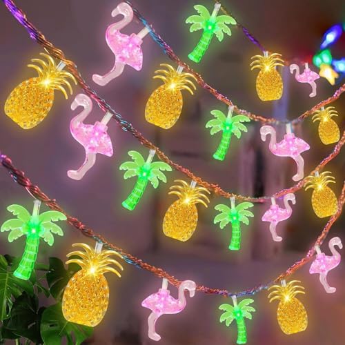 ENLACE Tropische LED-Lichterkette, 3m, 20 LEDs, Flamingo-Ananas-Palmen Design, Batteriebetrieben von ENLACE