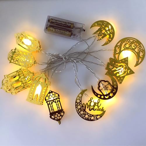 Ramadan Lichterkette, 1,65M 10 LED Ramadan Licht, Warmweiß LED Muslim Ramadan Licht, Eid Ramadan Laternen Lichterkette, Ramadan Dekoration für Festival, Party, Außen, Innen, Haus, Kombinationsmodell von ENLACE