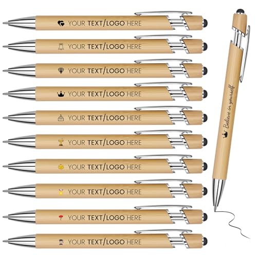 ENOMY Kugelschreiber Personalisiert mit Logo/Name/Text Bambus Logo Stifte mit Stylus Black Ink Kugelschreiber mit Gravur Personalisierte für Büros Business College Corporate Marketing ENOMY Kugelschreiber Personalisiert mit Logo/Name/Text Bambus Logo Stifte mit Stylus Black Ink Kugelschreiber mit Gravur Personalisierte für Büros Business College Corporate Marketing von ENOMY