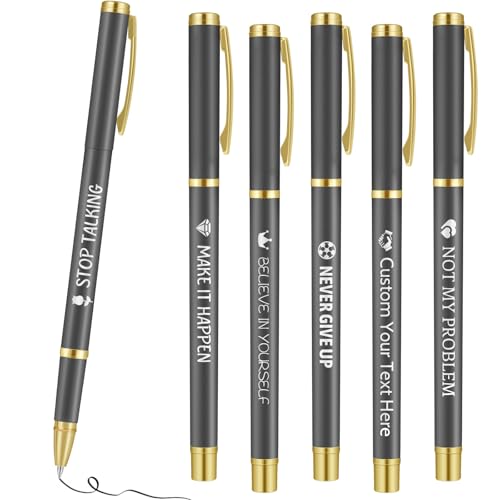 ENOMY Kugelschreiber Personalisiert mit Logo/Text/Namen Personalisierte Stift in Großpackungen mit schwarzer Tinte Individuelle Gestaltung für Unternehmen Büros Hochschule Geschenke Dunkelgrau von ENOMY