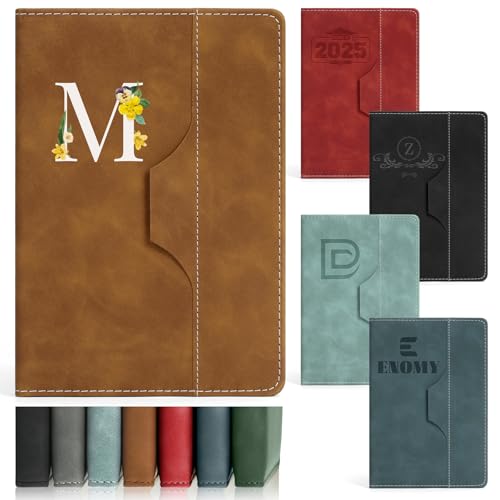 ENOMY Notizbuch Personalisiert A5 Leder Tägliches Personalisiertes Notizbuch für Männer Frauen 240 Seiten Notizheft mit Namen Hardcover Liniertes für Arbeit Meeting College Business Braun von ENOMY