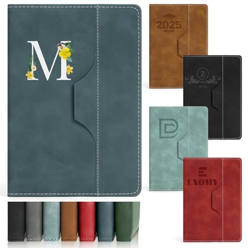 ENOMY Notizbuch Personalisiert A5 Leder Tägliches Personalisiertes Notizbuch für Männer Frauen 240 Seiten Notizheft mit Namen Hardcover Liniertes für Arbeit Meeting College Business Dunkelblau von ENOMY