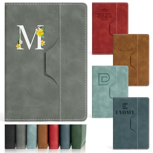 ENOMY Notizbuch Personalisiert A5 Leder Tägliches Personalisiertes Notizbuch für Männer Frauen 240 Seiten Notizheft mit Namen Hardcover Liniertes für Arbeit Meeting College Business Grau von ENOMY