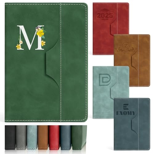 ENOMY Notizbuch Personalisiert A5 Leder Tägliches Personalisiertes Notizbuch für Männer Frauen 240 Seiten Notizheft mit Namen Hardcover Liniertes für Arbeit Meeting College Business Grün von ENOMY