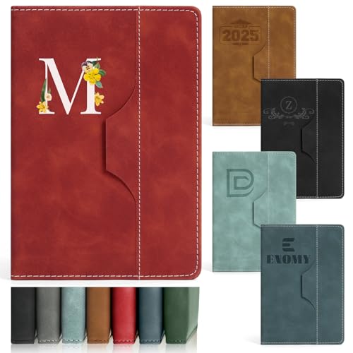 ENOMY Notizbuch Personalisiert A5 Leder Tägliches Personalisiertes Notizbuch für Männer Frauen 240 Seiten Notizheft mit Namen Hardcover Liniertes für Arbeit Meeting College Business Rot von ENOMY
