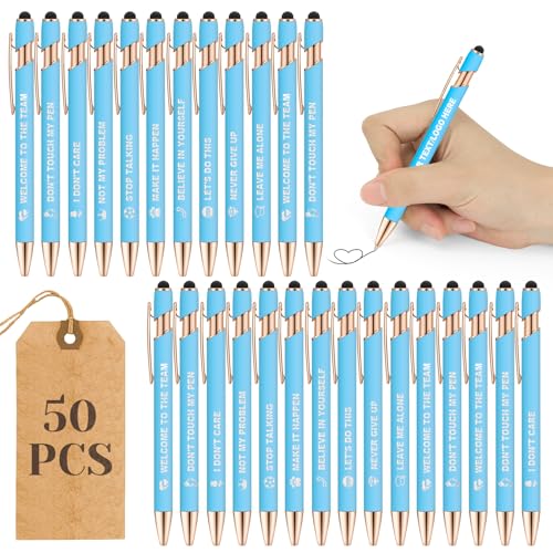 ENOMY Personalisierte Kugelschreiber 50 Stäbchen Stylus Stift mit Logo Stylus Kugelschreiber mit Gravur Individuelle Schreibgeräte für Business Werbung Blau von ENOMY