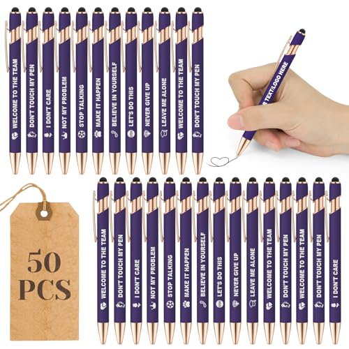 ENOMY Personalisierte Kugelschreiber 50 Stäbchen Stylus Stift mit Logo Stylus Kugelschreiber mit Gravur Individuelle Schreibgeräte für Business Werbung Dunkelviolett von ENOMY