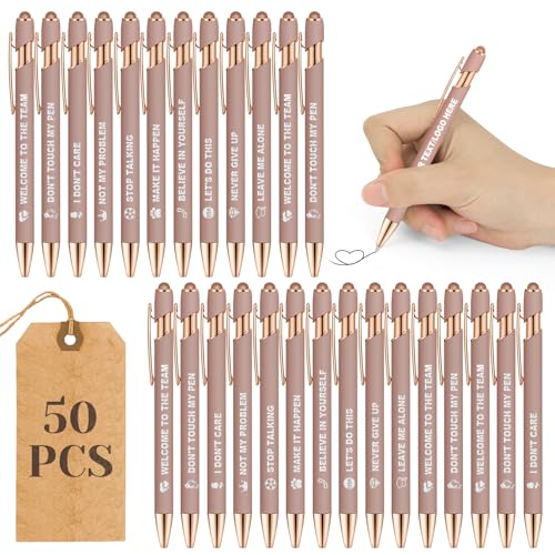 ENOMY Personalisierte Kugelschreiber 50 Stäbchen Stylus Stift mit Logo Stylus Kugelschreiber mit Gravur Individuelle Schreibgeräte für Business Werbung Gold von ENOMY