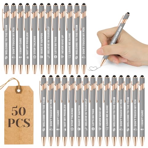 ENOMY Personalisierte Kugelschreiber 50 Stäbchen Stylus Stift mit Logo Stylus Kugelschreiber mit Gravur Individuelle Schreibgeräte für Business Werbung Grau von ENOMY