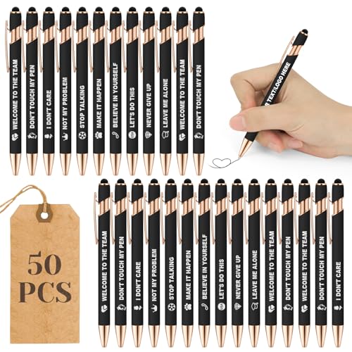 ENOMY Personalisierte Kugelschreiber 50 Stäbchen Stylus Stift mit Logo Stylus Kugelschreiber mit Gravur Individuelle Schreibgeräte für Business Werbung Mehrfarbig Schwarz von ENOMY