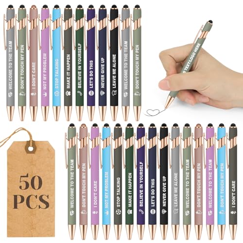 ENOMY Personalisierte Kugelschreiber 50 Stäbchen Stylus Stift mit Logo Stylus Kugelschreiber mit Gravur Individuelle Schreibgeräte für Business Werbung Mehrfarbig von ENOMY