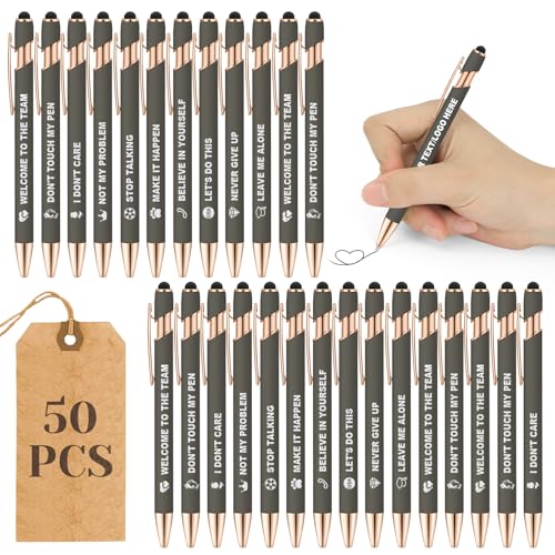 ENOMY Personalisierte Kugelschreiber 50 Stäbchen Stylus Stift mit Logo Stylus Kugelschreiber mit Gravur Individuelle Schreibgeräte für Business Werbung Mittelgrau von ENOMY