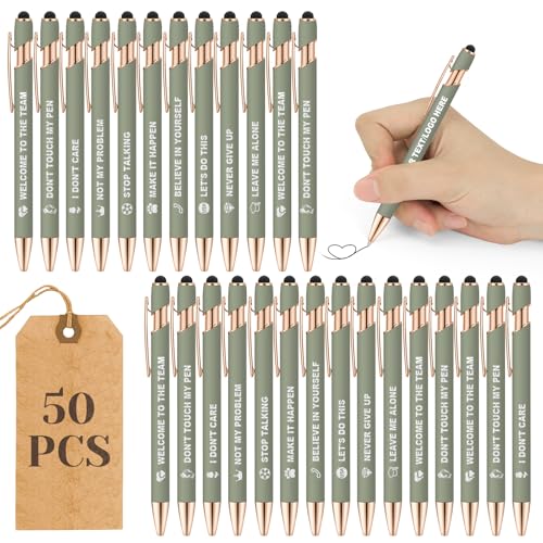 ENOMY Personalisierte Kugelschreiber 50 Stäbchen Stylus Stift mit Logo Stylus Kugelschreiber mit Gravur Individuelle Schreibgeräte für Business Werbung Mittelgrün von ENOMY