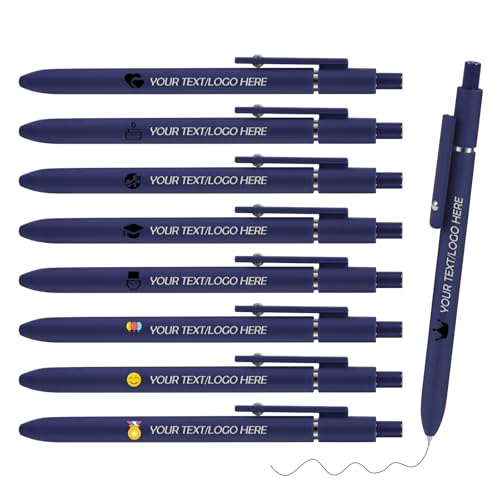 ENOMY Personalisierter Kugelschreiber mit Logo/Name/Text gestaltete Schreibgeräte in Vintage Farben Gravierter Stift mit schwarzer Tinte für Brand Marketing Firmenevents Abschlussgeschenke Dunkelblau von ENOMY