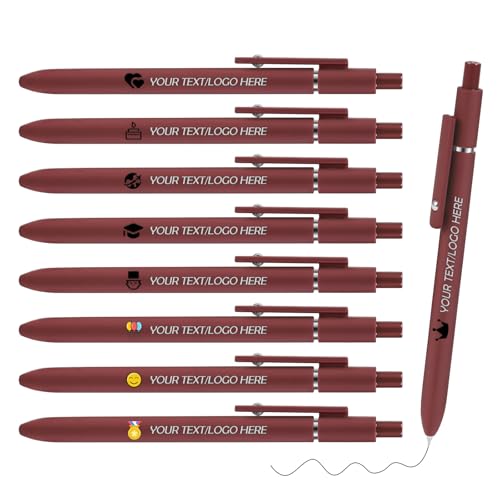 ENOMY Personalisierter Kugelschreiber mit Logo/Name/Text gestaltete Schreibgeräte in Vintage Farben Gravierter Stift mit schwarzer Tinte für Brand Marketing Firmenevents Abschlussgeschenke Dunkelrot von ENOMY