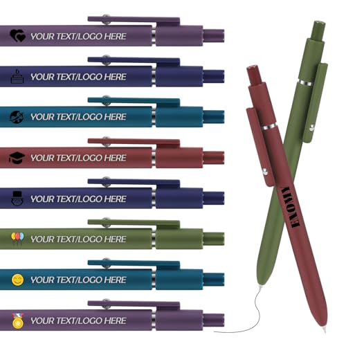 ENOMY Personalisierter Kugelschreiber mit Logo/Name/Text gestaltete Schreibgeräte in Vintage Farben Gravierter Stift mit schwarzer Tinte für Brand Marketing Firmenevents Abschlussgeschenke Mischfarben von ENOMY