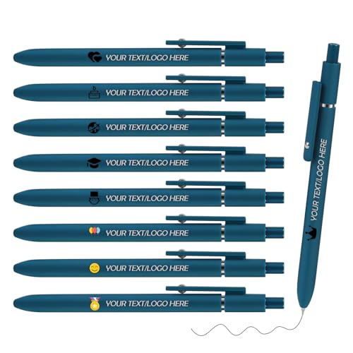 ENOMY Personalisierter Kugelschreiber mit Logo/Name/Text gestaltete Schreibgeräte in Vintage Farben Gravierter Stift mit schwarzer Tinte für Brand Marketing Firmenevents Abschlussgeschenke Marineblau von ENOMY