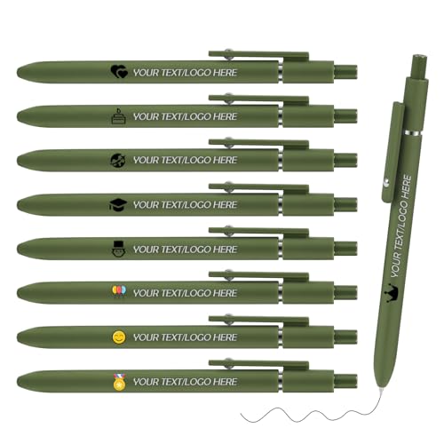 ENOMY Personalisierter Kugelschreiber mit Logo/Name/Text gestaltete Schreibgeräte in Vintage Farben Gravierter Stift mit schwarzer Tinte für Brand Marketing Firmenevents Abschlussgeschenke Dunkelgrün von ENOMY